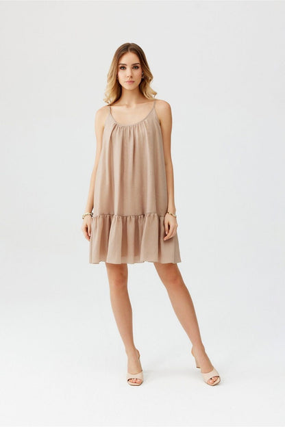 Luxury summer dress by Roco Fashion with a strapless design and elegant frill, made for special occasions.