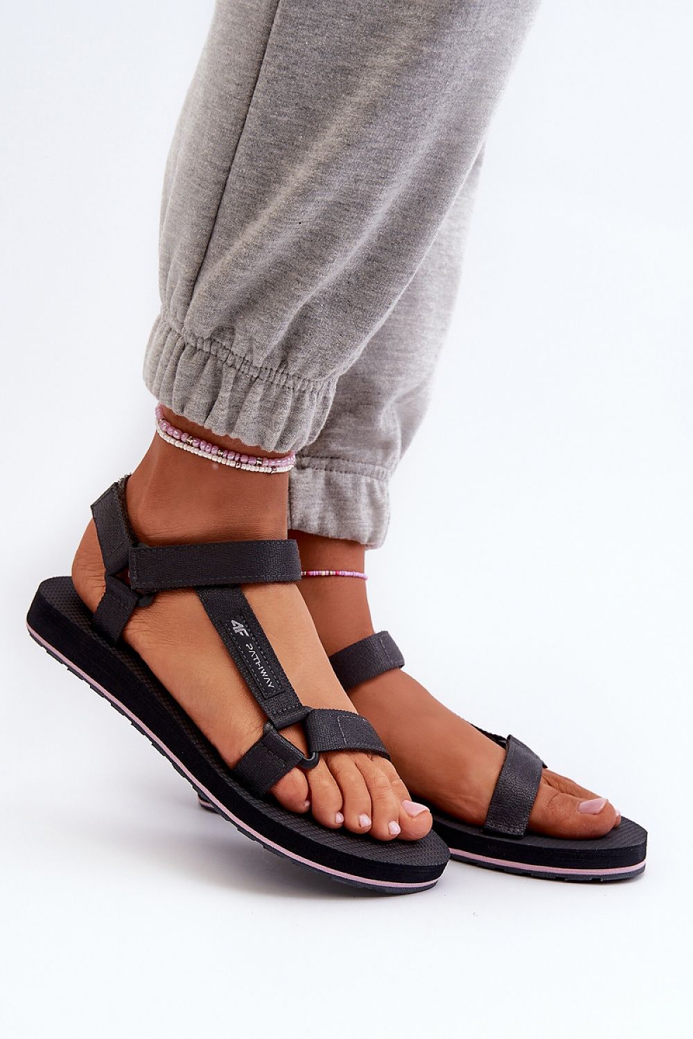 Fashionable women's sports sandals from Step in style, highlighting the adjustable Velcro straps for a personalised fit and ultimate comfort.