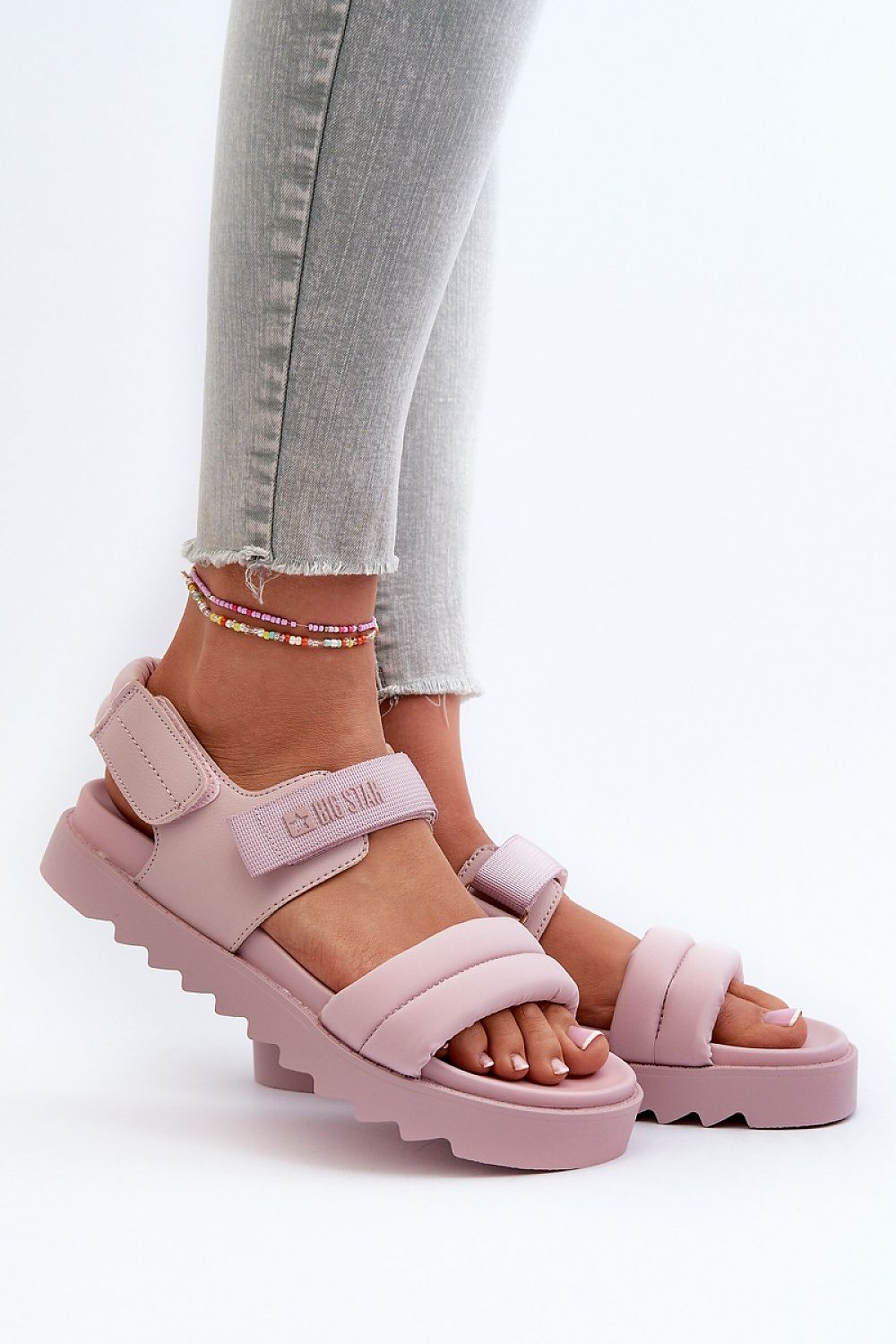 Fashion-forward Big Star Women's Platform Sandals with a sophisticated 3.5cm platform and secure Velcro fastening, epitomising luxury from Step in Style.