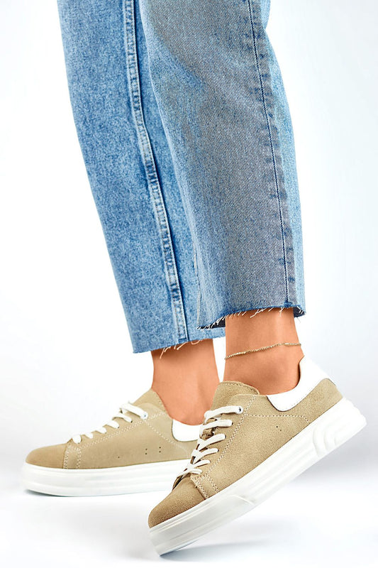 Elegant women's natural leather sport shoes by PRIMO featuring a stylish 3.5 cm platform for comfort and support.