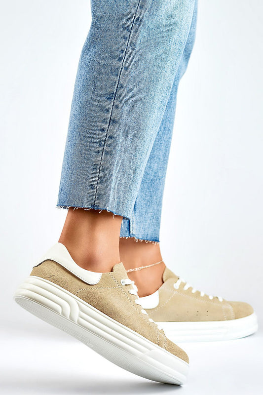 Stylish round-toe natural leather athletic shoes for women by PRIMO, ideal for casual wear and fitness activities.