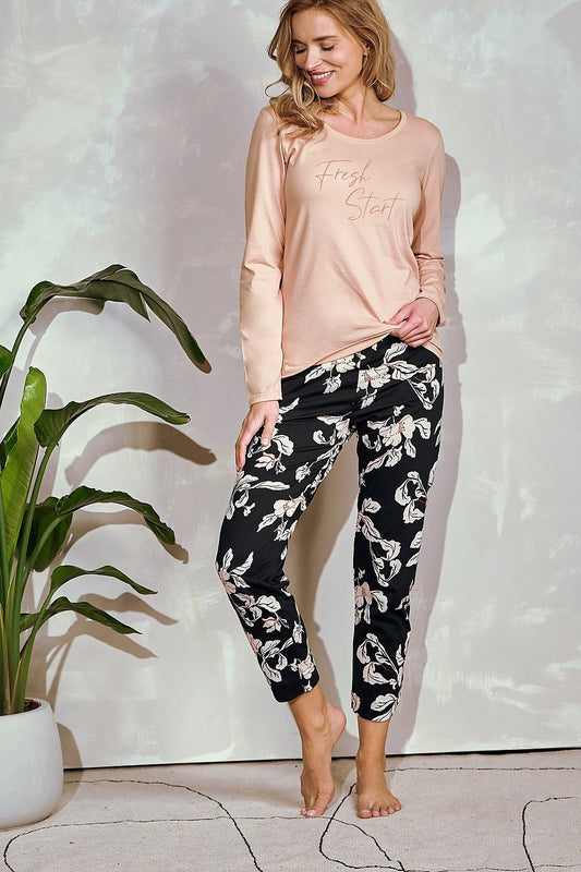 Luxurious Women's Cotton Pyjamas Set by Taro, showcasing soft fabric, delicate prints, and a comfortable fit, ideal for a restful night's sleep.