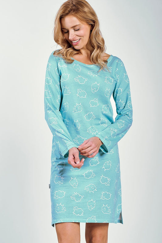 Elegant Taro 100% cotton nightshirt featuring a soft pre-knee length design with side slits, showcasing timeless comfort and luxury for a perfect night out.
