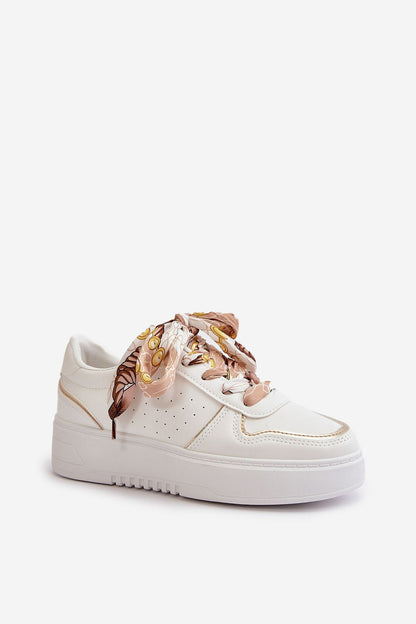 Stylish women's eco leather sneakers with a 3.5cm platform, featuring decorative lacing, by Step in Style, perfect for a luxury everyday look.