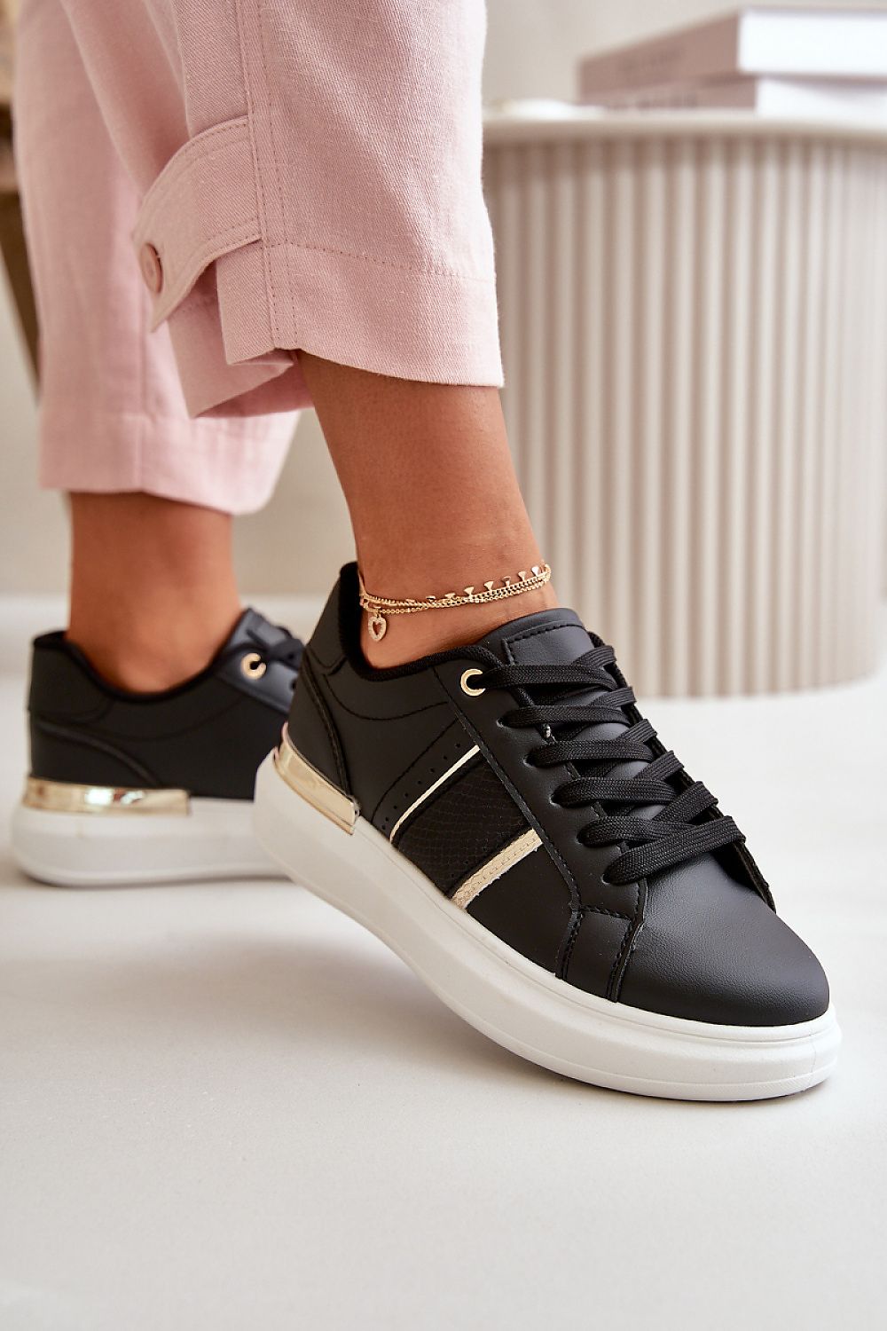 Trendy women's eco leather platform sneakers with mirrored accents by Step in Style, ideal for adding a touch of luxury to everyday wear.