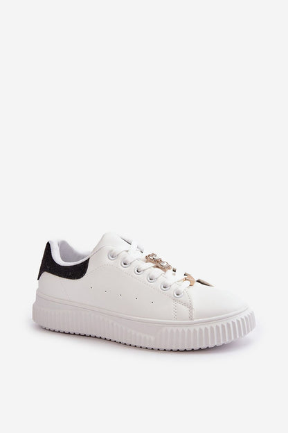 Elegant eco-leather women's sneakers with platform and lace pins by Step in Style, perfect for adding a luxurious touch to any outfit.
