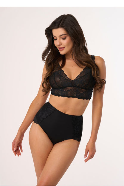 BBL 204 Shaping Panties in Black by Babell featuring elegant floral lace detail, designed for premium comfort and beautiful silhouette enhancement.