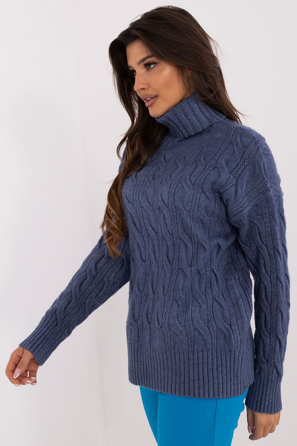 Sophisticated women's turtleneck sweater by AT, made from an exquisite mix of acrylic, polyester, and polyamide for a luxurious feel.