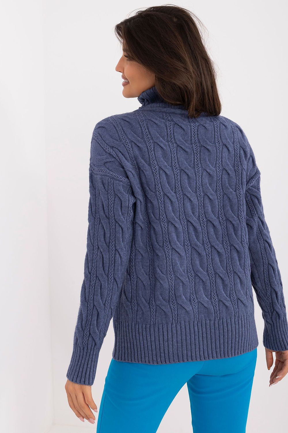Stylish acrylic-polyester blend turtleneck sweater from AT, designed for ultimate comfort and elegance during the cooler seasons.