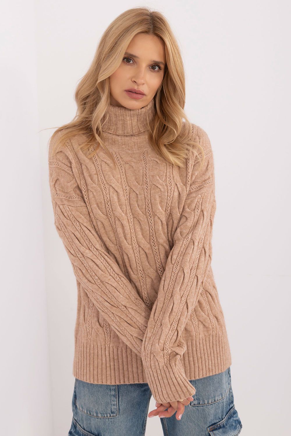 Stylish acrylic and polyamide blend turtleneck sweater by AT, a must-have for fashionable winter wear.