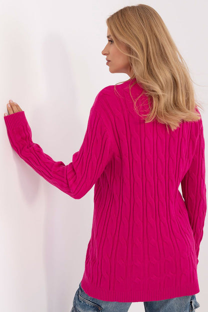 Chic Women's AT Casual Sweater displayed in a sophisticated setting, highlighting its unique texture and classic round neckline, perfect for a sophisticated yet casual outfit.