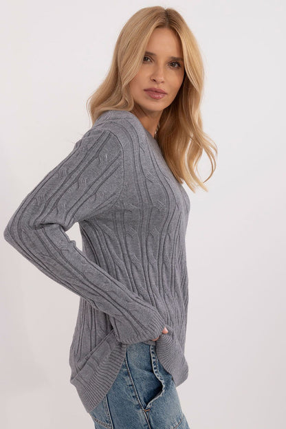 Close-up of the Women's AT casual sweater showcasing its rich texture and quality fabric blend, ideal for adding sophistication to your wardrobe.
