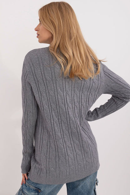 Stylish women's AT casual sweater, designed with a timeless round neckline, capturing the essence of elegance and versatility in fashion.