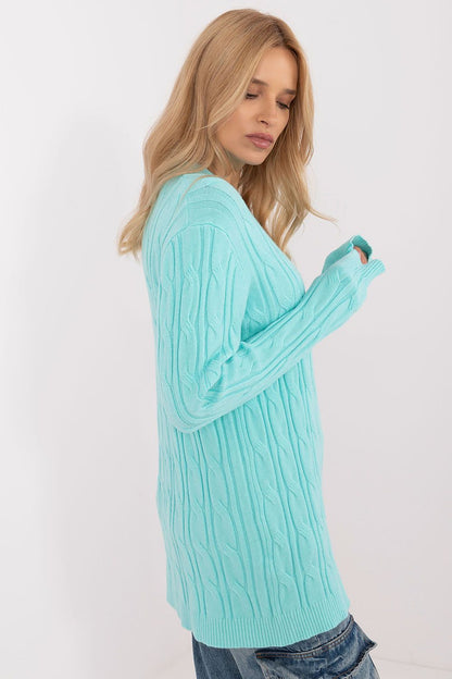 Sophisticated women's AT casual sweater displayed against a neutral background, highlighting its long sleeves and classic design for modern elegance.