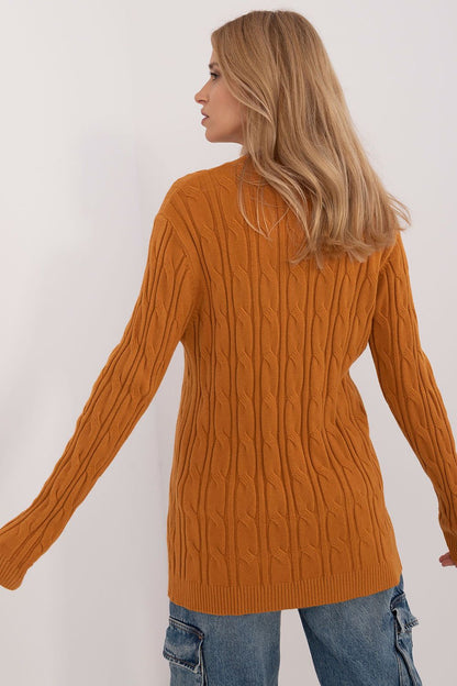 Chic Women's AT Sweater displaying its luxurious fabric blend, tailored with long sleeves and a classic round neckline, suitable for sophisticated everyday looks.