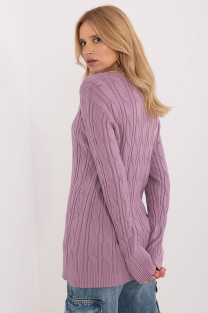 Luxurious Women's AT Casual Sweater in soft viscose blend, showcasing long sleeves and a classic round neckline, perfect for elegant everyday wear.