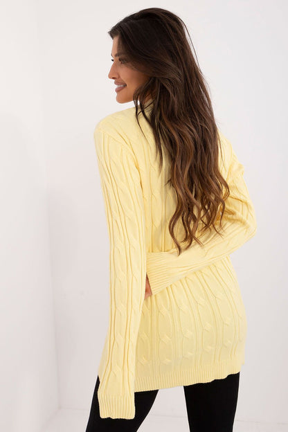 Elegant women's casual sweater by AT, featuring a soft viscose blend, long sleeves, and a classic round neckline—perfect for luxurious everyday styling.