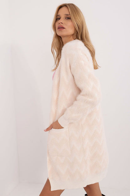 Beautifully designed buttonless cardigan with long sleeves by AT, made from a durable and soft blend of materials, ideal for casual chic outfits.