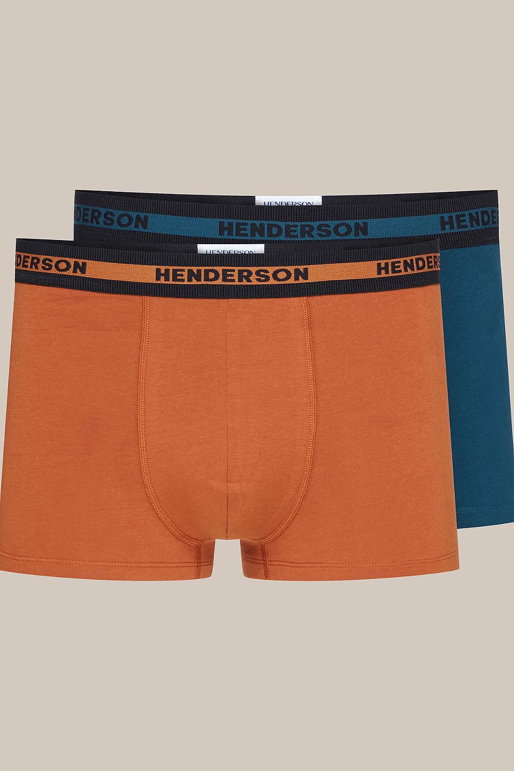 Luxurious Henderson Men's Boxer Shorts Set featuring two pairs of stylish, flyless cotton boxers in vibrant colours, ideal for comfortable everyday wear.