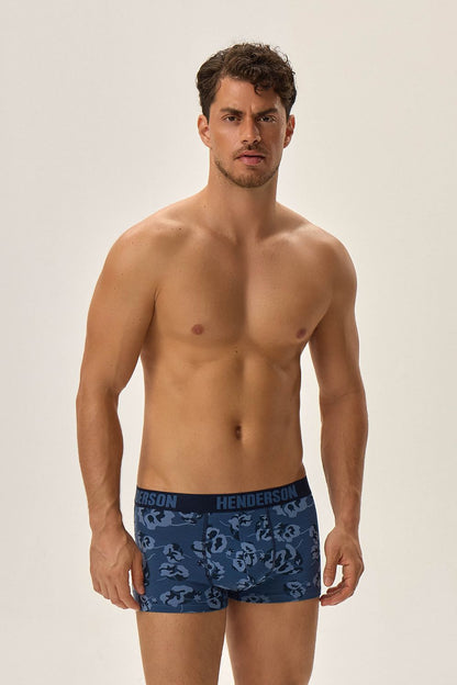 Close-up of Henderson Jarl Men's Boxer Set, highlighting the plush waistband and refined fabric mix for ultimate style.