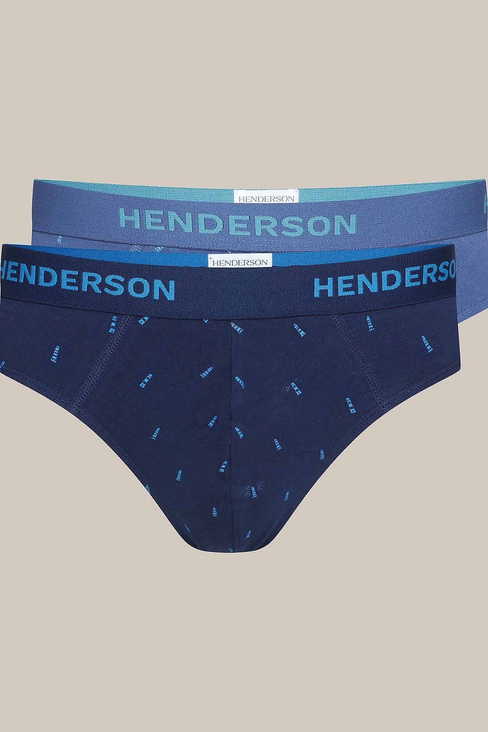 Luxurious Henderson Joy Cotton Briefs 2-Pack featuring elegant lighthouse print on blue background, offering supreme comfort and style.