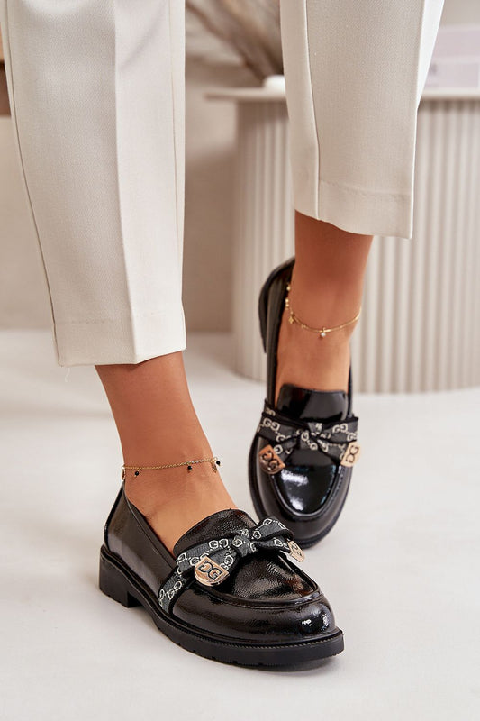 Elegant eco-leather moccasin loafers by Step in Style, featuring a charming bow and comfortable flat heel, perfect for sophisticated women's fashion.