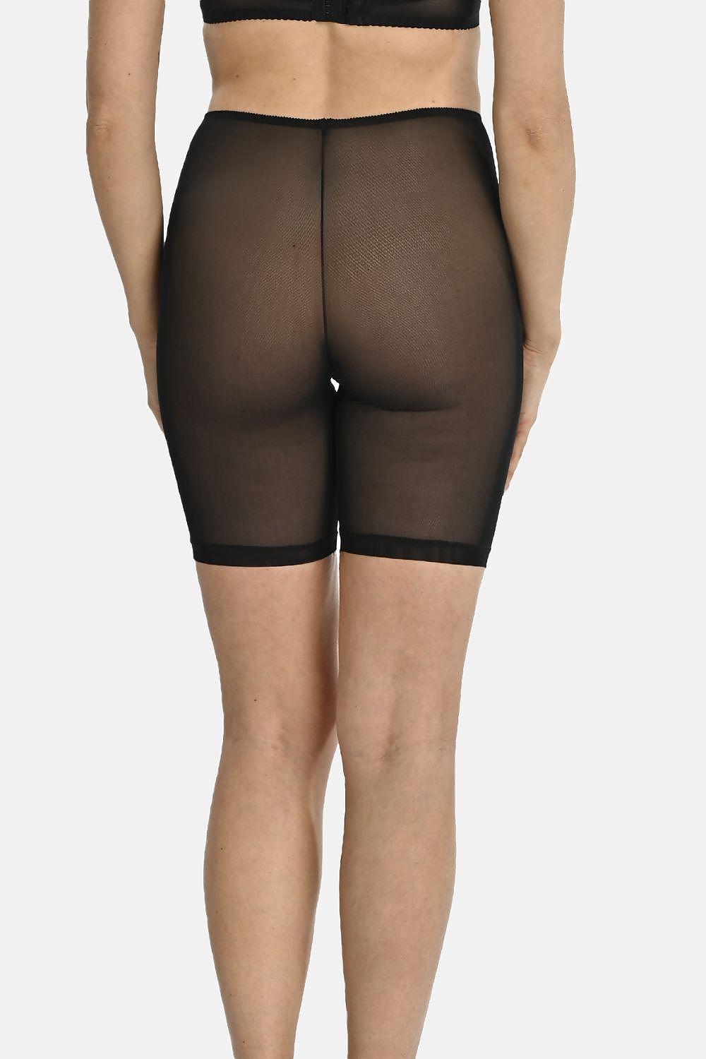 Elegant high-waisted knee-length black panties by Teyli, offering sophisticated comfort and modern style for women.