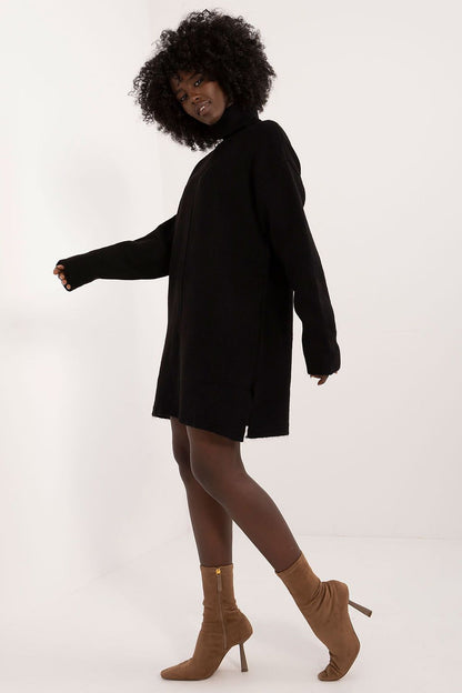 Stunning elegant mini dress by Badu featuring a turtleneck, long sleeves, and crafted from a luxurious soft acrylic blend, ideal for enhancing your urban chic style.