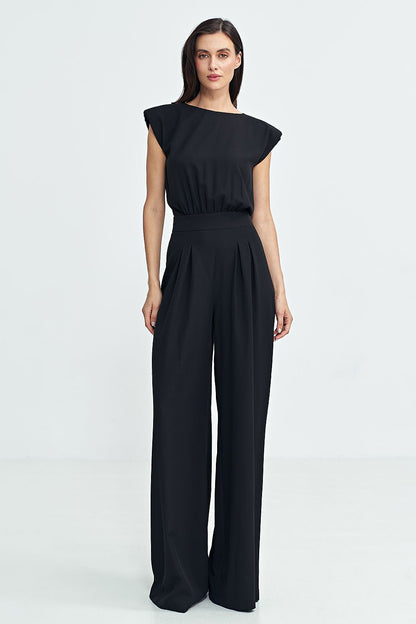 Full view of Nife's elegant palazzo jumpsuit, showcasing its sophisticated silhouette ideal for formal events.