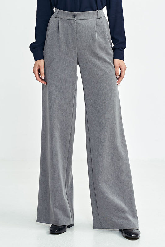 Elegant women's wide leg trousers with pleats for a luxurious fit, designed by Nife, showcasing a modern style and comfortable medium waist perfect for any stylish wardrobe.
