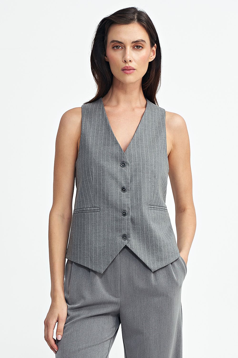 Elegant Nife Tennis Style Gilet Vest with subtle stripes, showcasing a classic fit ideal for formal occasions.