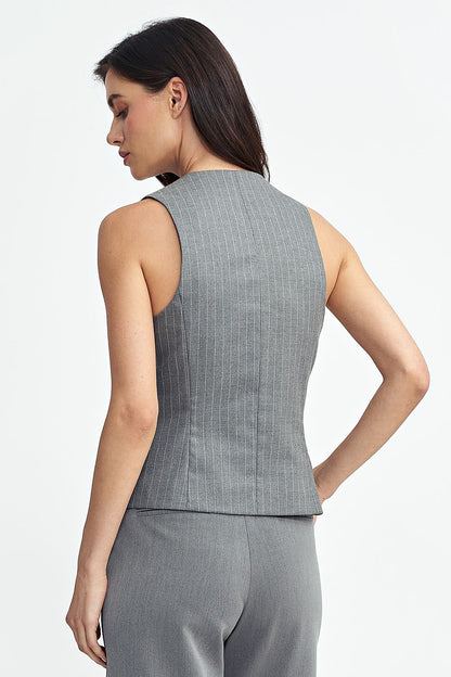 Luxurious Nife vest crafted from high-quality materials, offering an elegant silhouette with subtle stripe details.