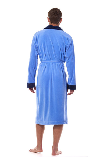 Comfortable men's bathrobe from L&L collection with long sleeves, a tie belt, and exquisite craftsmanship made in Poland.