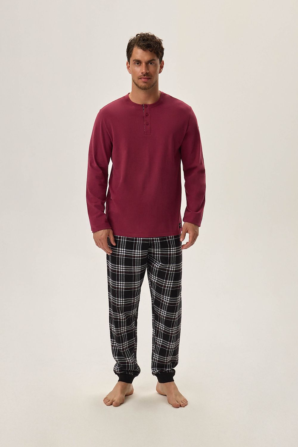 Henderson Men's Elegant Chestnut Cotton Pyjama Set showcasing luxurious nightwear made from 100% breathable cotton.