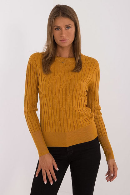 Luxurious long sleeve women's sweater from AT, featuring a chic texture and versatile design, ideal for casual and work settings.