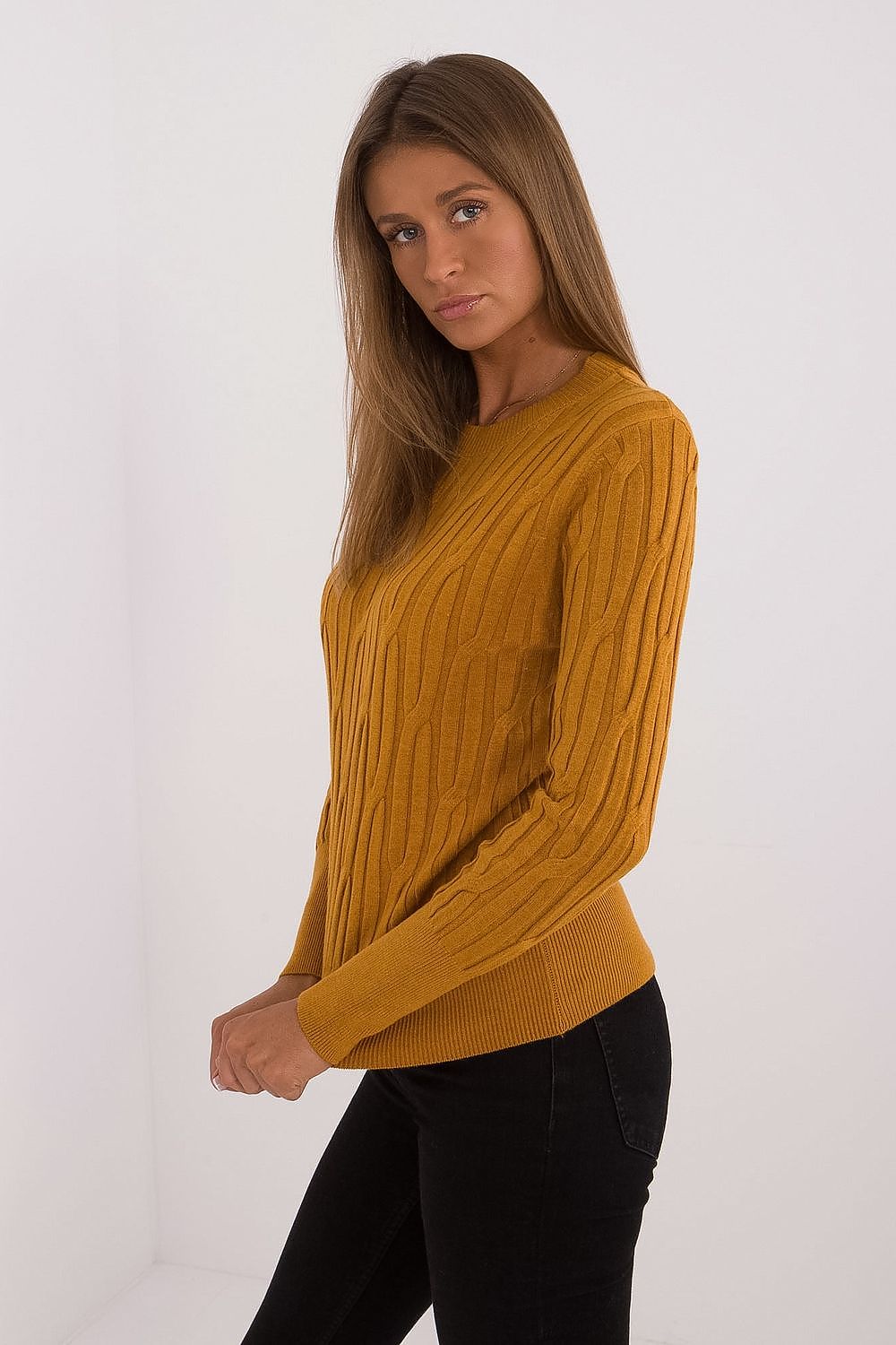 Soft and comfortable women's sweater by AT, made from a premium viscose, nylon, and polyester blend, perfect for stylish layering.