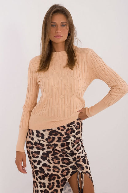 Versatile and elegant women's sweater by AT, highlighting a fine blend of materials for luxurious comfort and style.