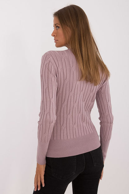 Stylish long-sleeve women's sweater by AT, featuring a soft viscose blend, perfect for completing any luxurious wardrobe.