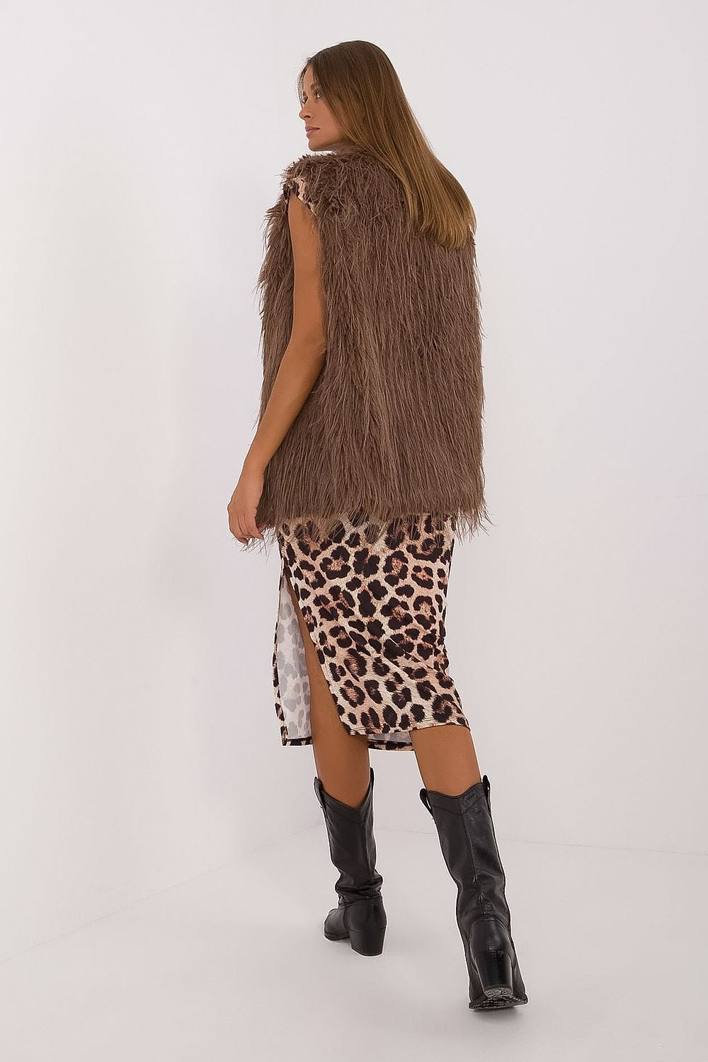 Elegant casual fur vest for women by AT, made from 100% polyester, featuring a stylish hook closure and perfect for layering on cooler days.
