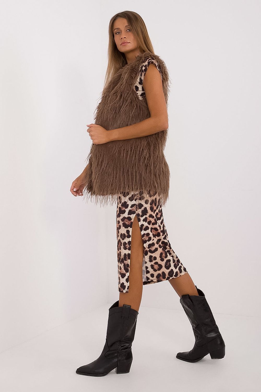 Luxurious women's fur vest by AT, showcasing sophisticated casual style and comfortable wear, ideal for adding warmth and elegance to any outfit.