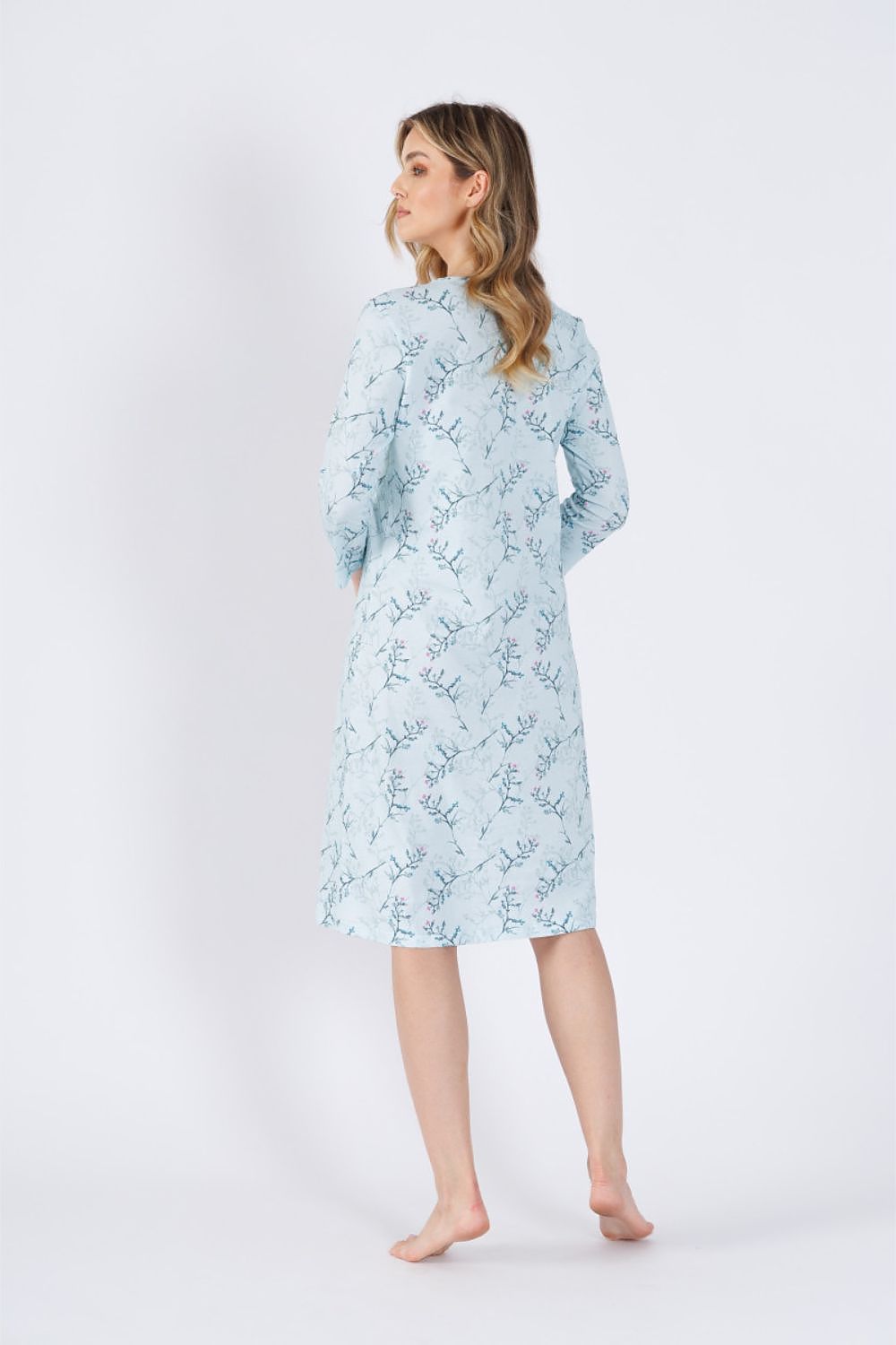 Soft and breathable M-Max nightshirt in luxurious cotton, designed with 3/4 sleeves for all-season elegance and comfort.