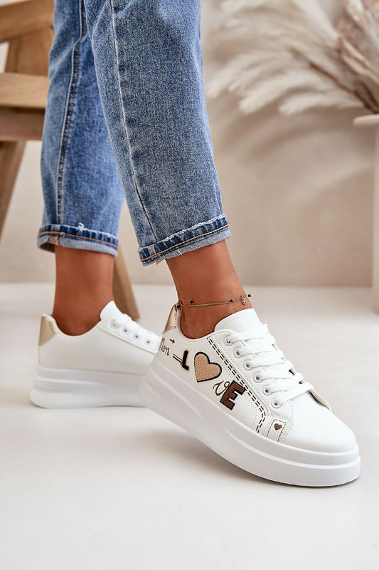 Luxury women's eco leather sneakers by Step in Style, featuring a stylish platform, rounded toe, and cute inscription, perfect for comfort and elegance.