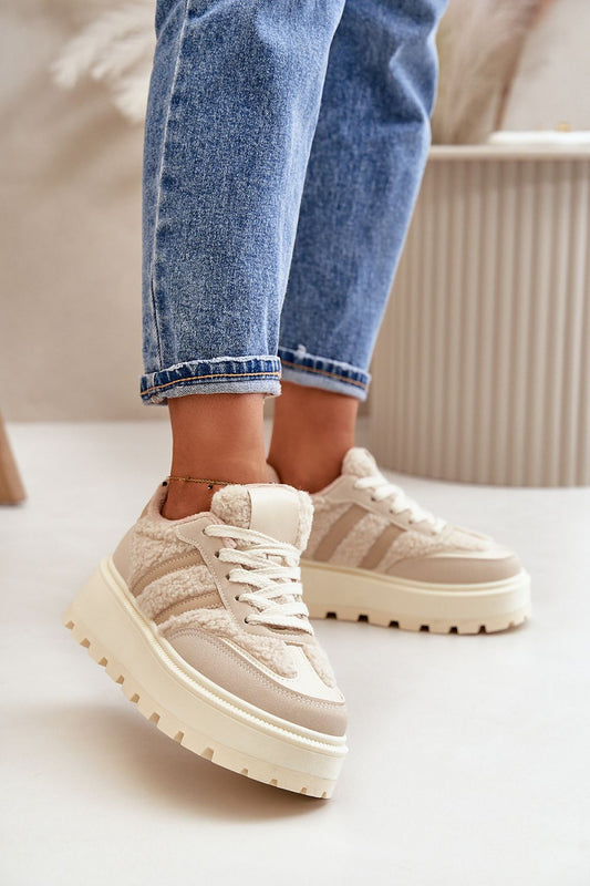 Luxury Women's Eco-Leather Platform Sneakers by Step in Style, featuring synthetic fur for warmth and comfort, ideal for autumn-winter fashion.