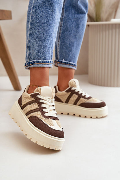 Chic luxury women's platform sneakers by Step in style, crafted from eco-leather and lined with warm fleece, ideal for the cold seasons.