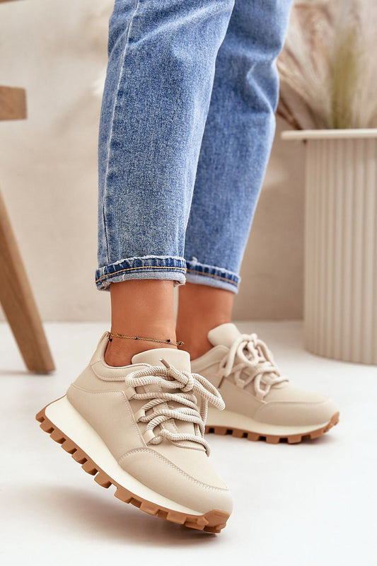 Elegant Women's Eco-Leather Sneakers with Platform by Step in Style, showcasing thick lacing and a foam insole for luxurious comfort.