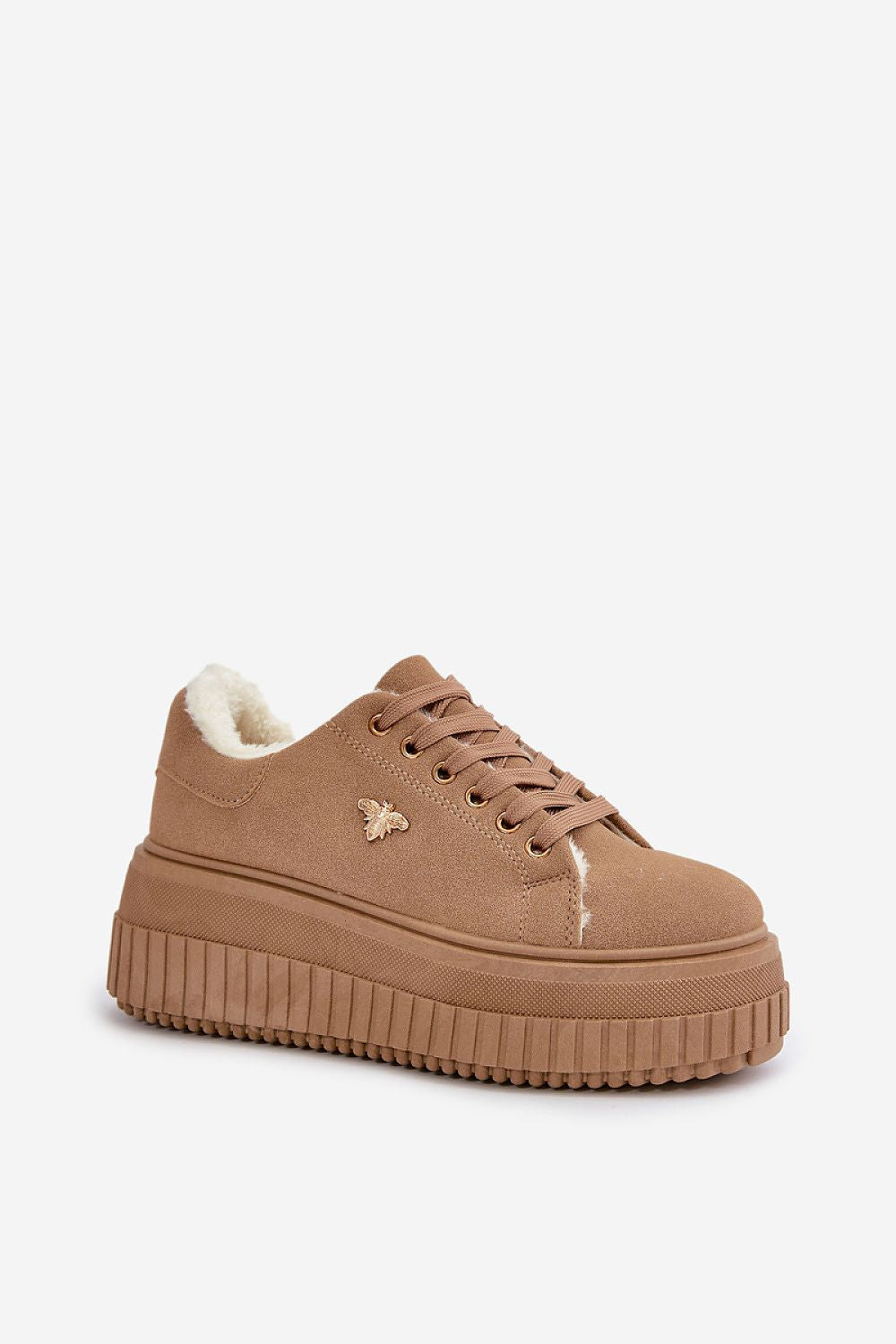 Opulent women's sneakers with soft fur interiors and eye-catching gold accents from Step in Style, showcasing a trendy 6cm platform for fashionable warmth.