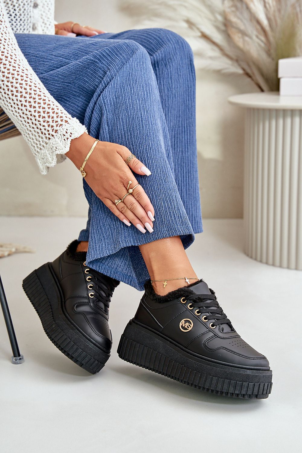 Chic Women's Eco Leather Sports Shoes with Fur Lining from Step in Style, emphasizing exquisite craftsmanship and comfort.