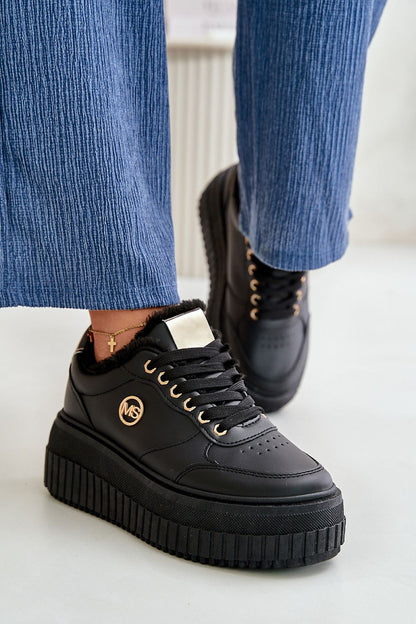 Stylish women's eco-leather sport shoes with fur lining by Step in Style, designed for comfort and support with a chic 6cm platform.