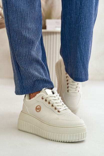 Elegant women's sport shoes from Step in Style made of eco-leather, boasting a warm fur lining and a 6cm platform for enhanced stability and comfort.