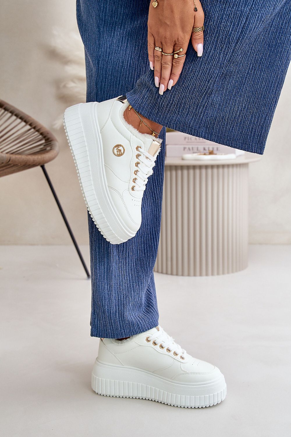 Sophisticated women's eco-leather sports shoes with cozy fur lining and a sturdy platform, ideal for fashion-forward comfort by Step in Style.